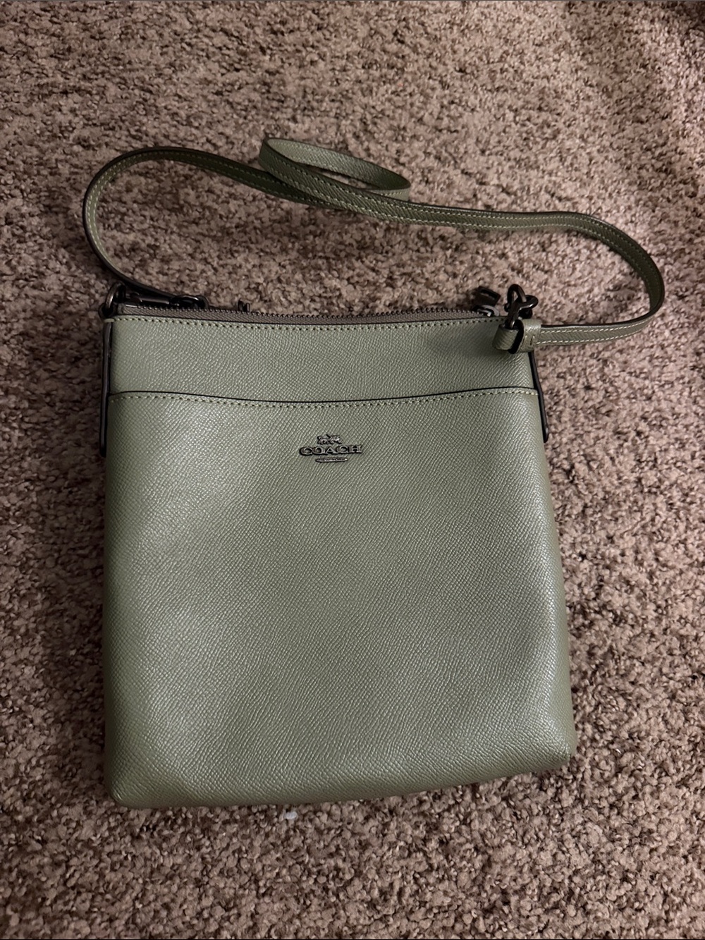 Coach Olive Green Leather Messenger Crossbody